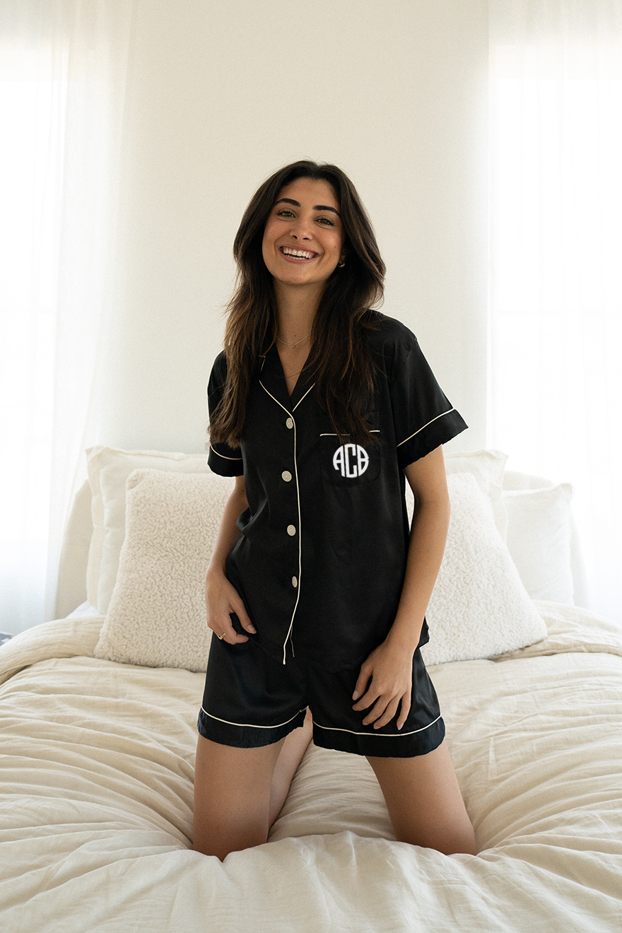 Black Satin Pajamas Shorts Set - Tigbul's Variety Fashion Shop