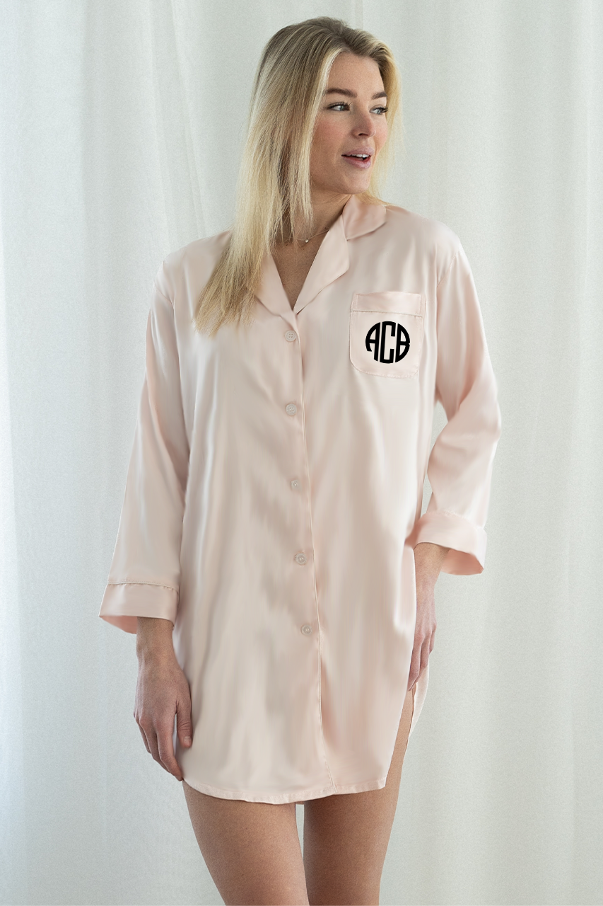Blush Satin Sleep Shirt - Tigbul's Variety Fashion Shop