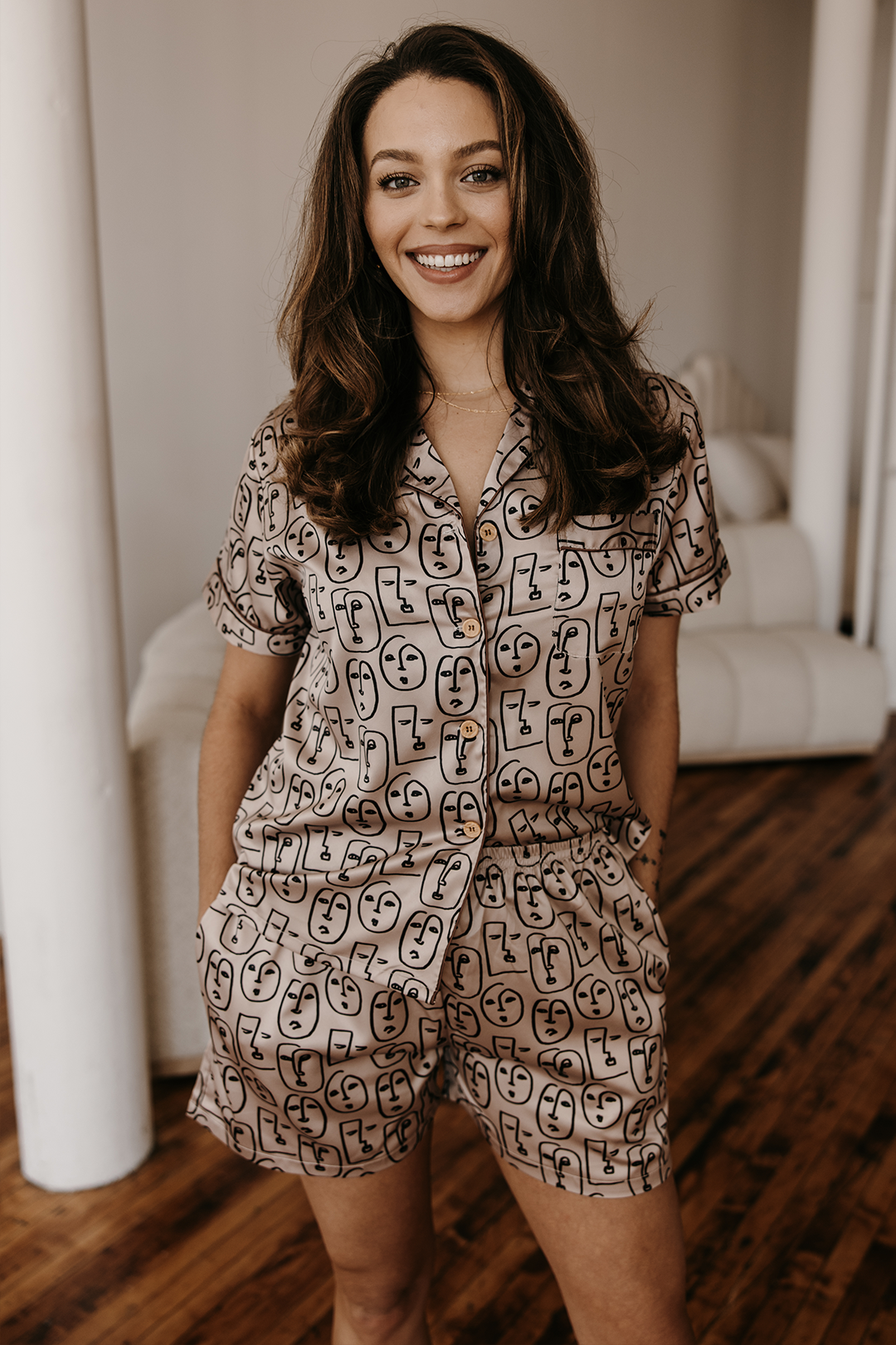 Boho Faces Satin Pajamas - Tigbul's Variety Fashion Shop