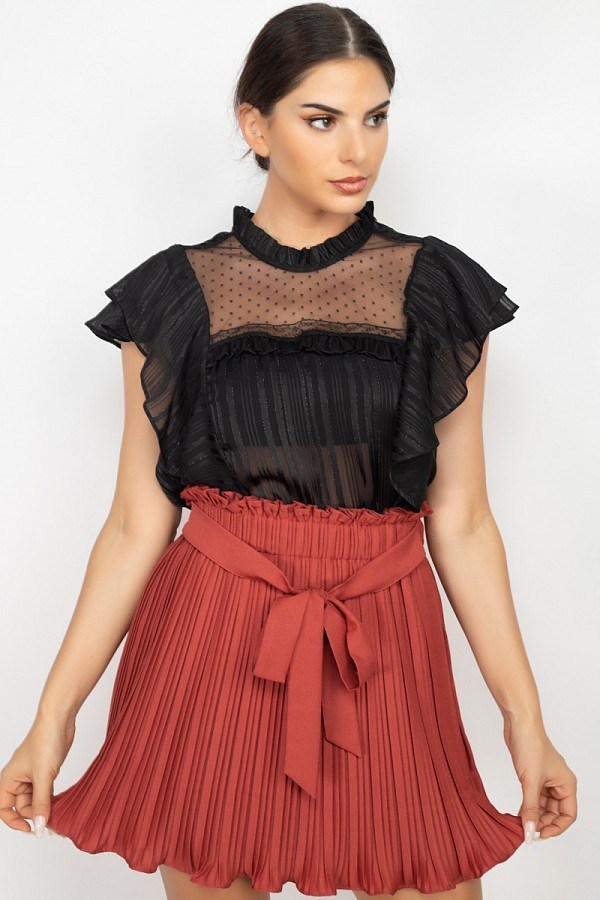 Short Sleeve Ruffle Shadow Top - Tigbul's Variety Fashion Shop
