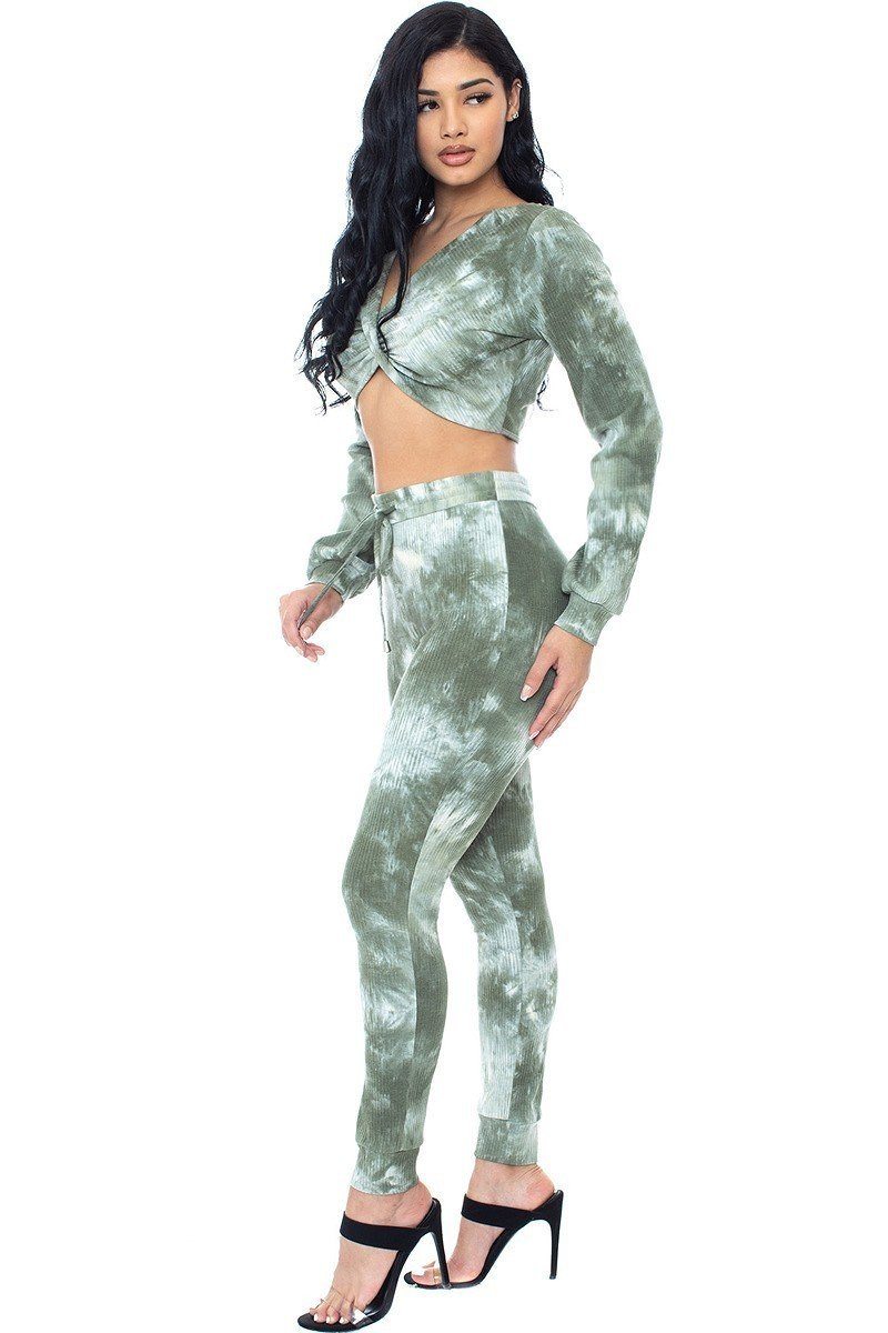 Tie Dye Ribbed Sweater Set - Tigbul's Variety Fashion Shop