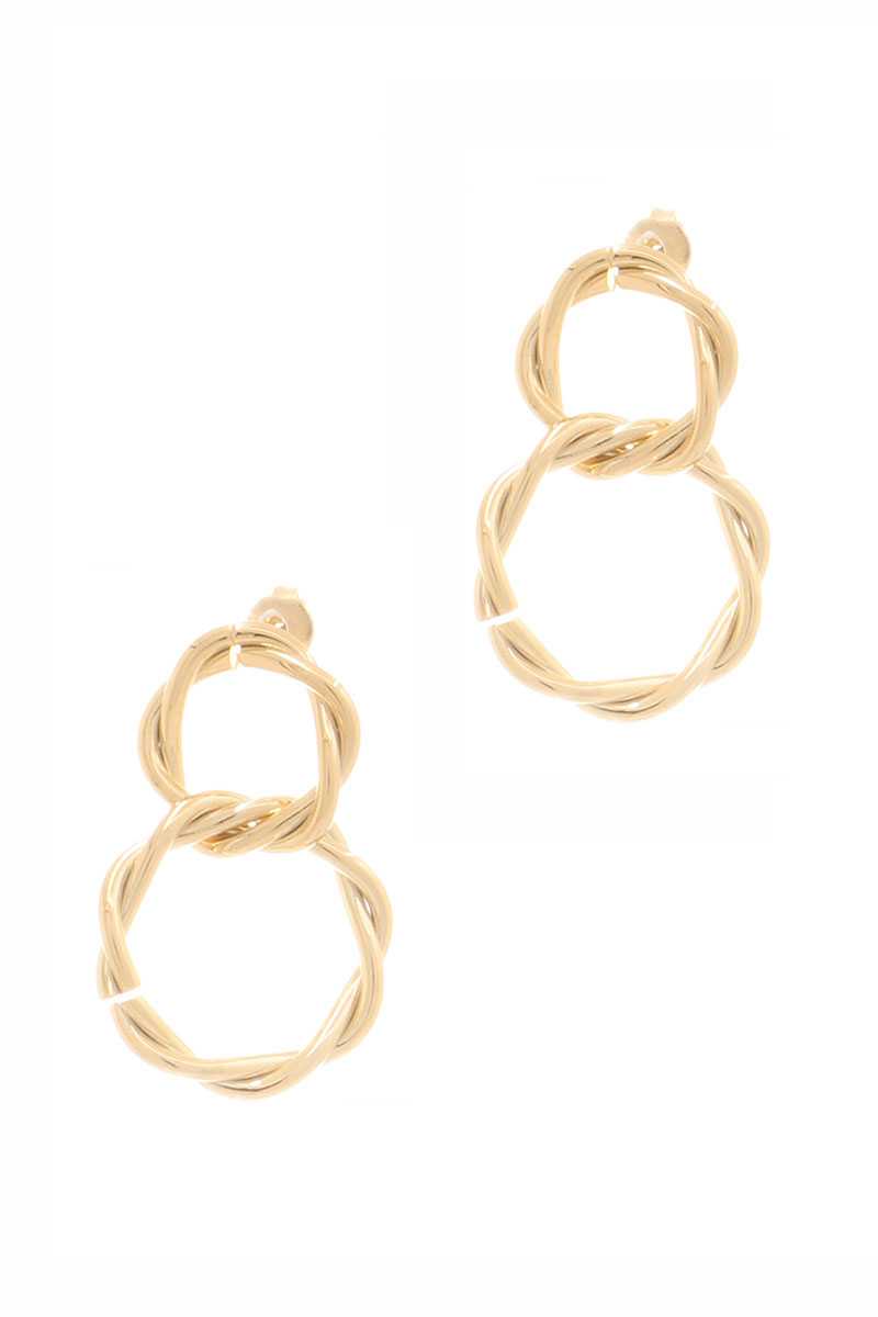 Secret Box Double Twist Metal Dangle Stud Earring - Tigbul's Variety Fashion Shop