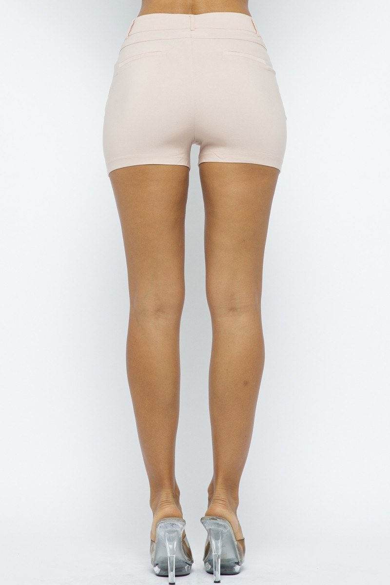 Basic Shorts in blush, back view with smooth, fitted legs