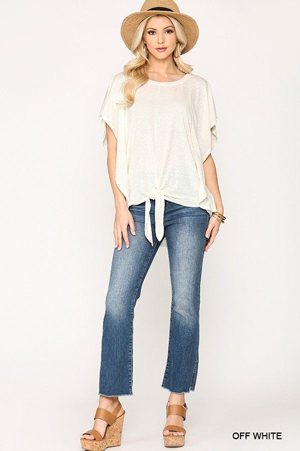 Leopard Jacquard Knit Jersey Top With Front Tie, Ruffled Sleeve - Tigbul's Variety Fashion Shop