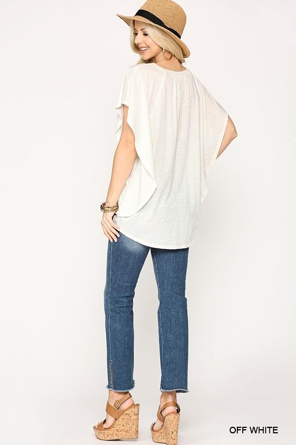 Leopard Jacquard Knit Jersey Top With Front Tie, Ruffled Sleeve - Tigbul's Variety Fashion Shop