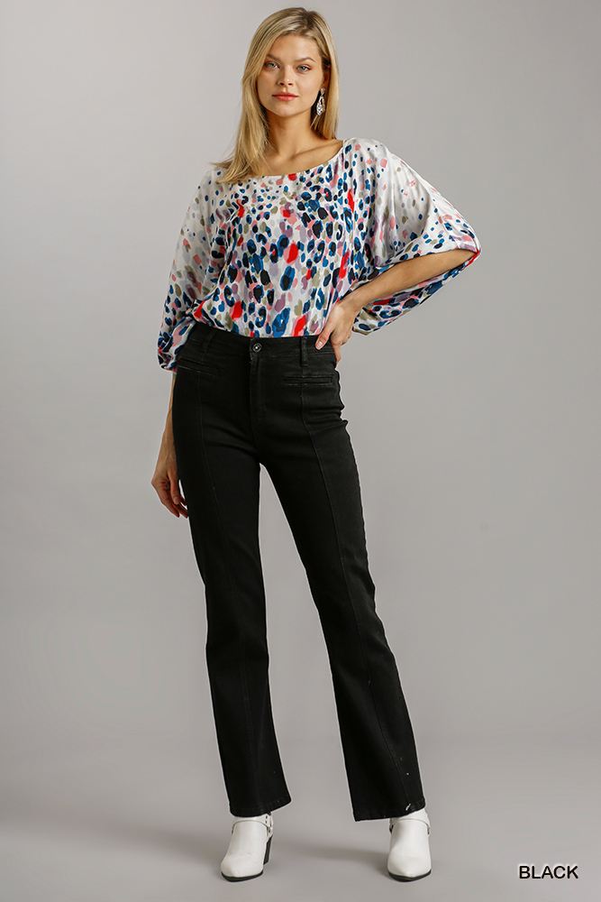 Panel Straight Cut Denim Jeans With Pockets - Tigbul's Variety Fashion Shop