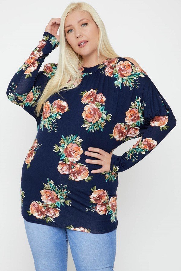 Flattering Cutout Details Floral Print Top - Tigbul's Variety Fashion Shop
