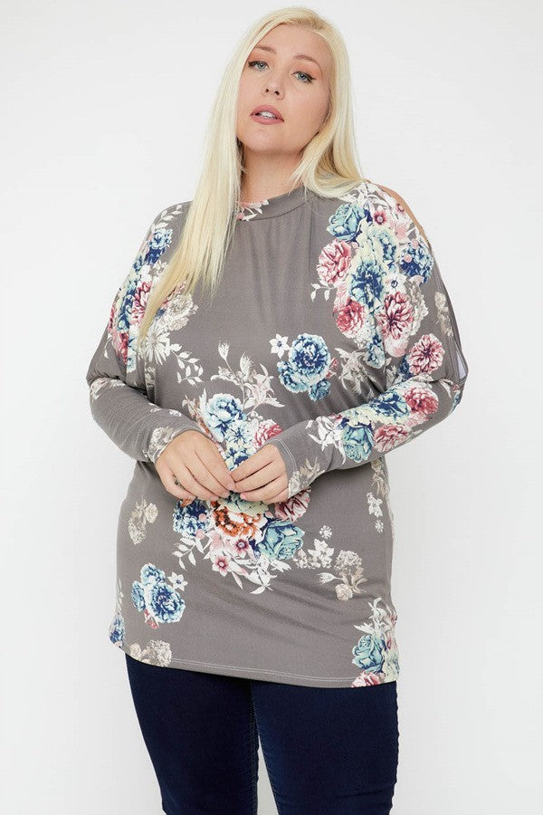 Flattering Cutout Details Floral Print Top - Tigbul's Variety Fashion Shop