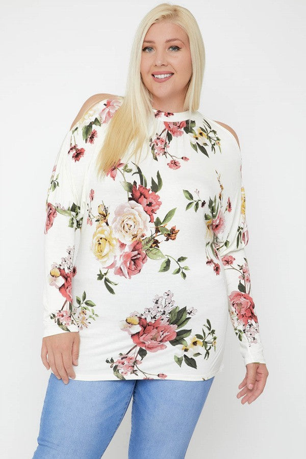Flattering Cutout Details Floral Print Top - Tigbul's Variety Fashion Shop
