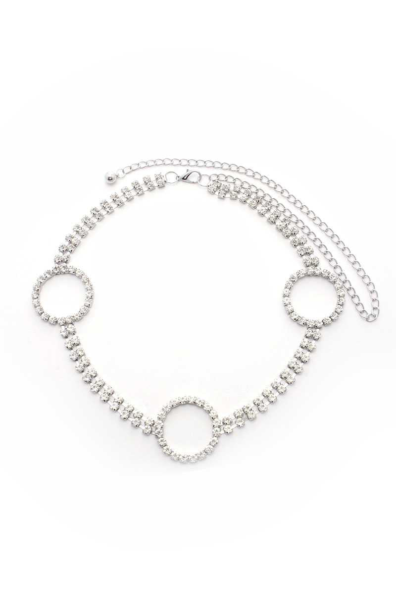 Circle 2 Line Rhinestone Chain Belt - Tigbul's Variety Fashion Shop