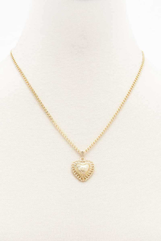 Gold Color Metal Heart Pendant Necklace - Tigbuls Variety Fashion