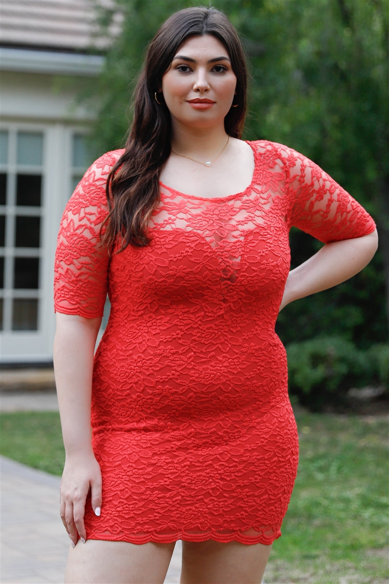 Plus Lace Mini Dress - Tigbul's Variety Fashion Shop