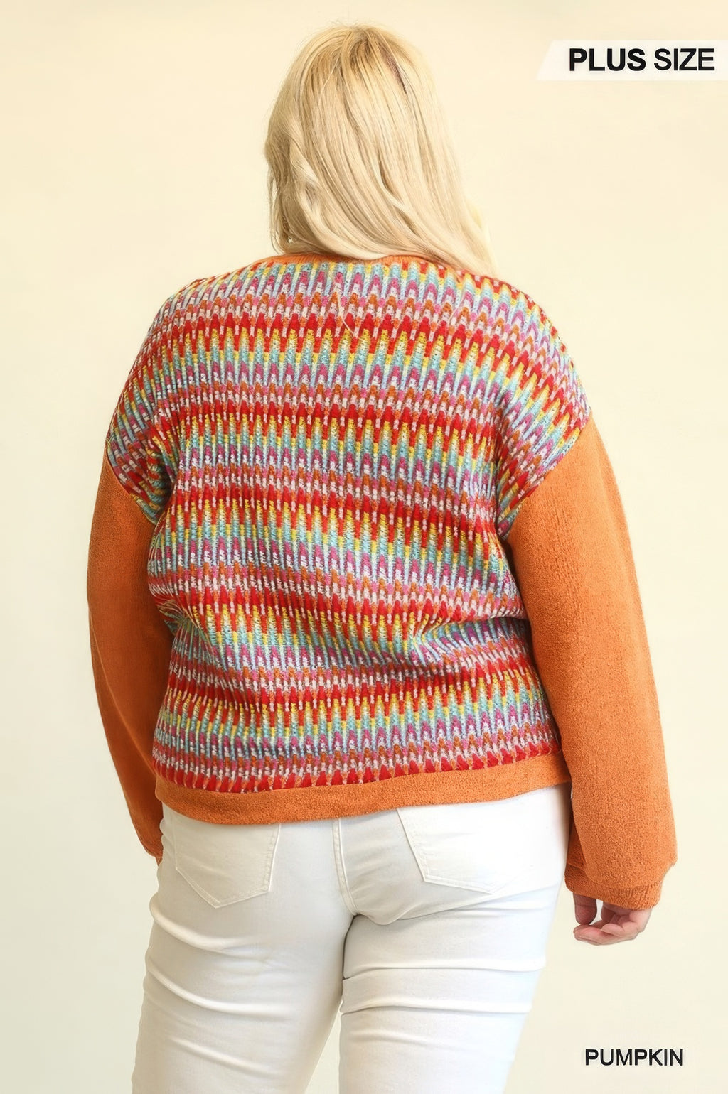 Novelty Knit And Solid Knit Mixed Loose Top With Drop Down Shoulder - Tigbul's Variety Fashion Shop