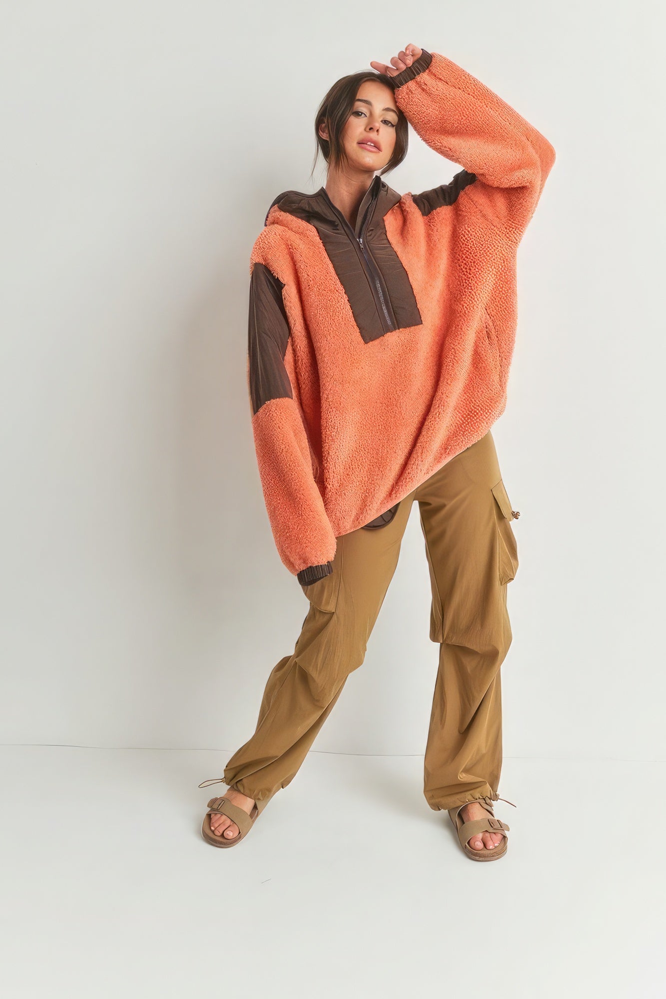 Two-toned Cozy Hooded Sweater - Tigbul's Variety Fashion Shop