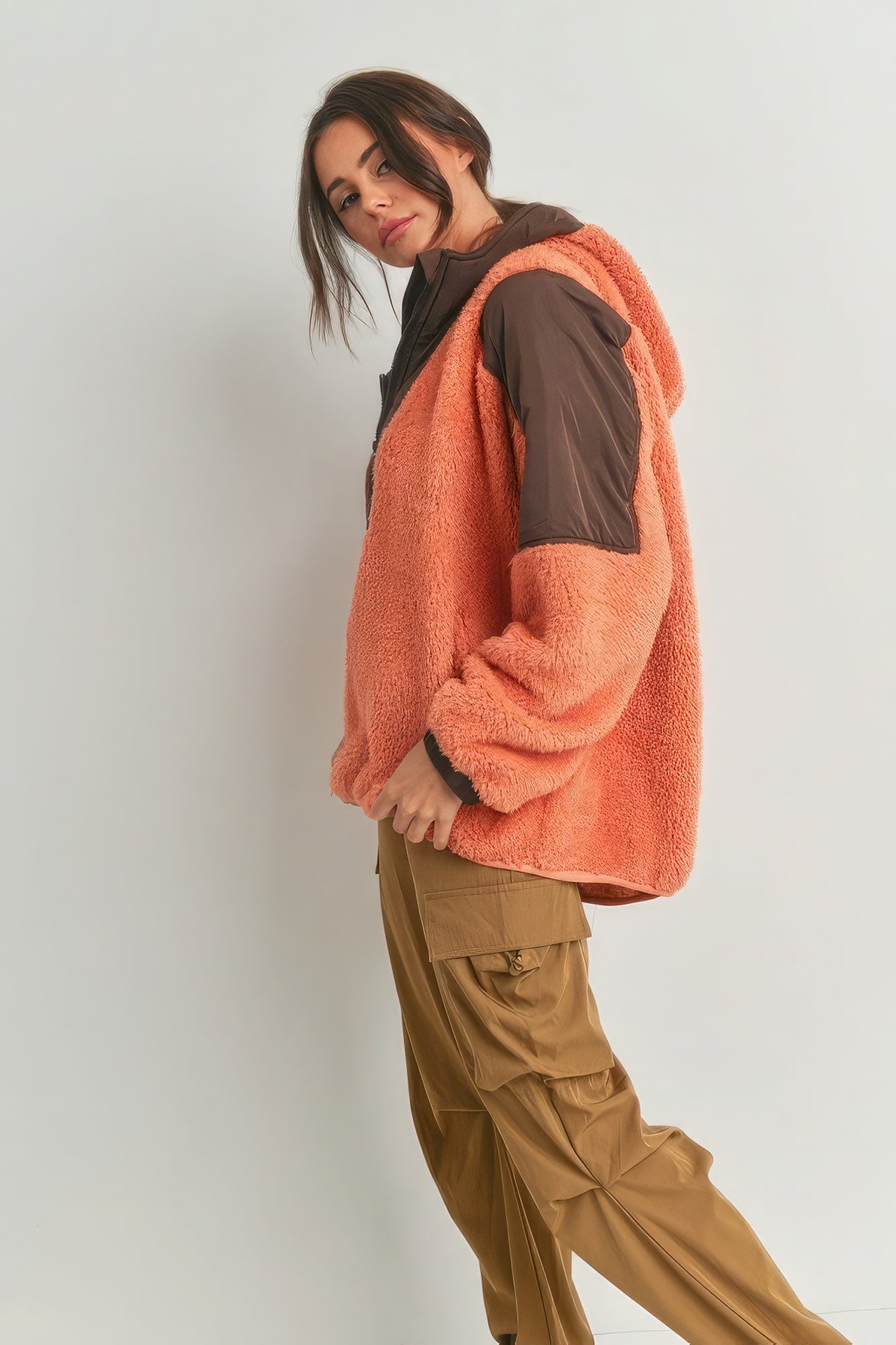 Two-toned Cozy Hooded Sweater - Tigbul's Variety Fashion Shop