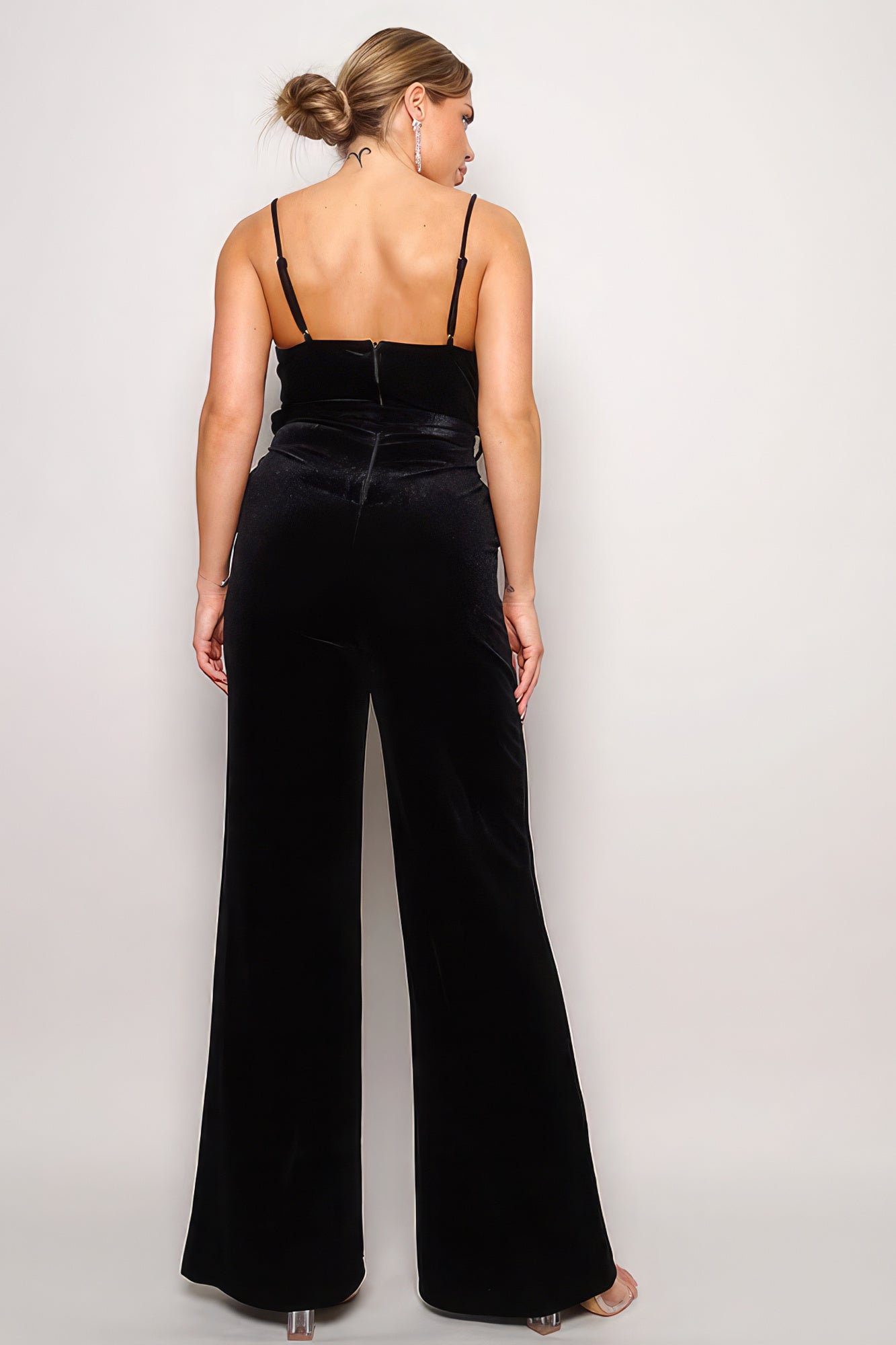 Samba Rhinestone Belt Velvet Jumpsuit - Tigbul's Variety Fashion Shop