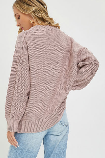 V Neck Oversized Sweater - Tigbul's Variety Fashion Shop