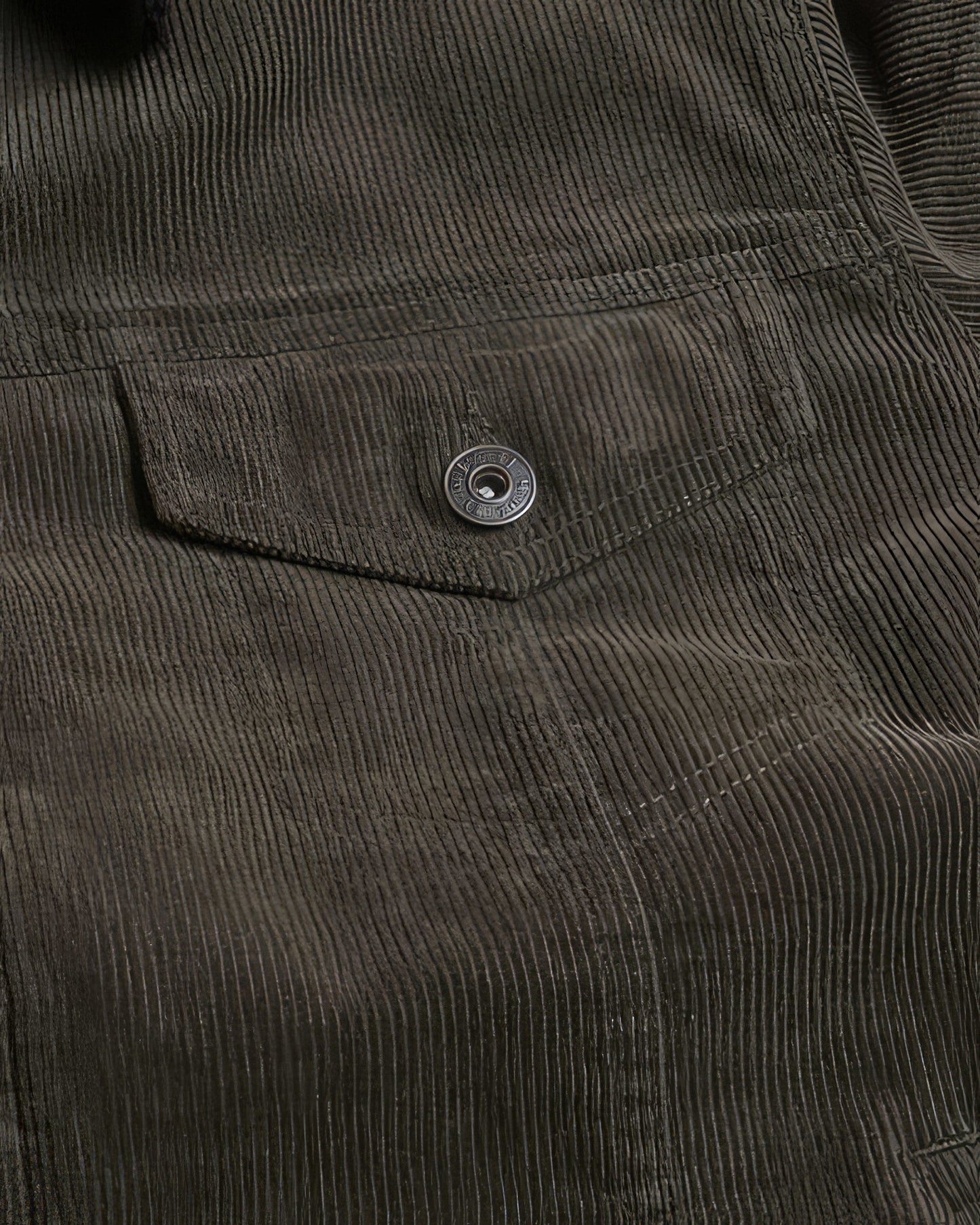 Dark Olive Green Casual Corduroy Lined Trucker Jacket | Tigbuls