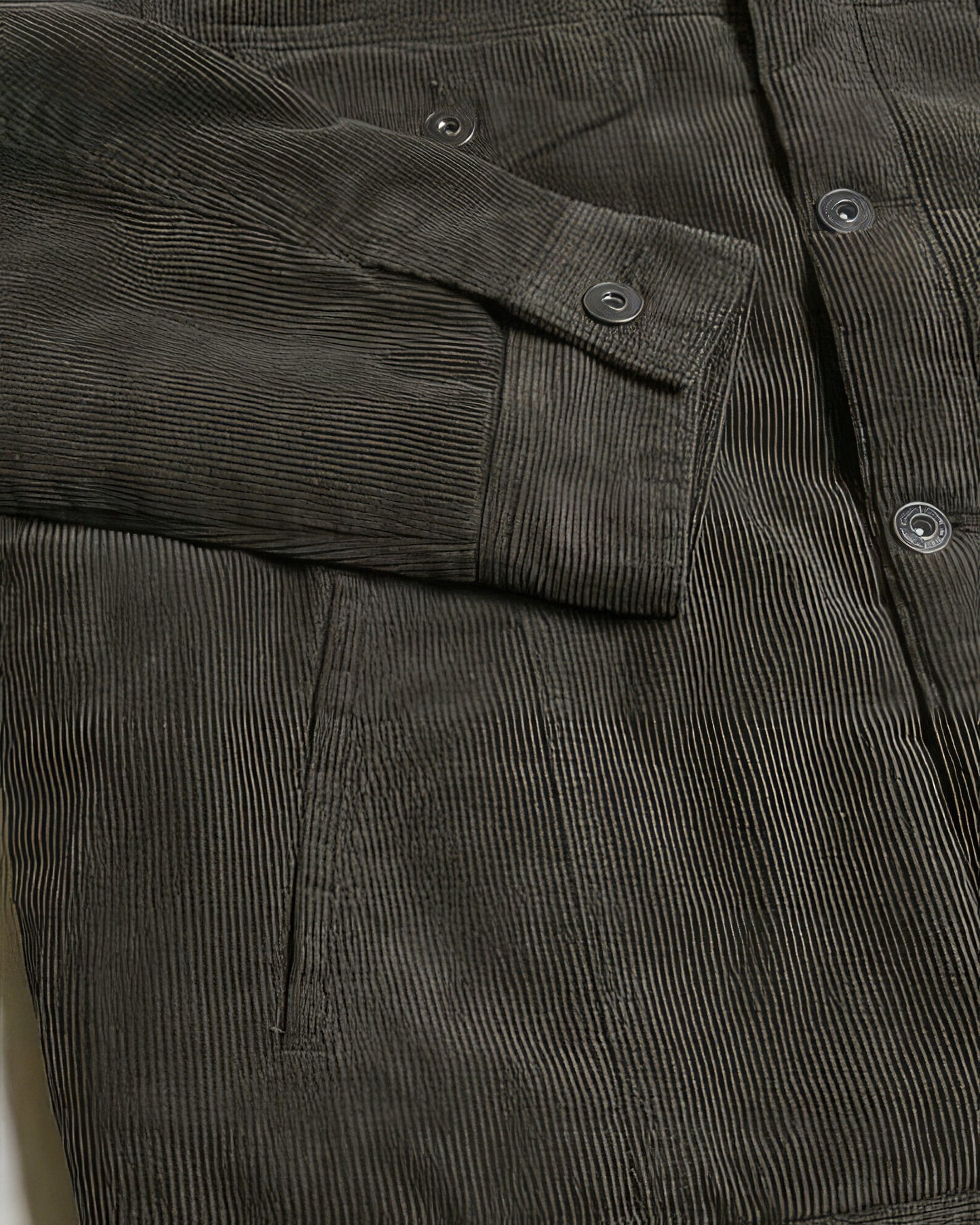 Dark Olive Green Casual Corduroy Lined Trucker Jacket | Tigbuls