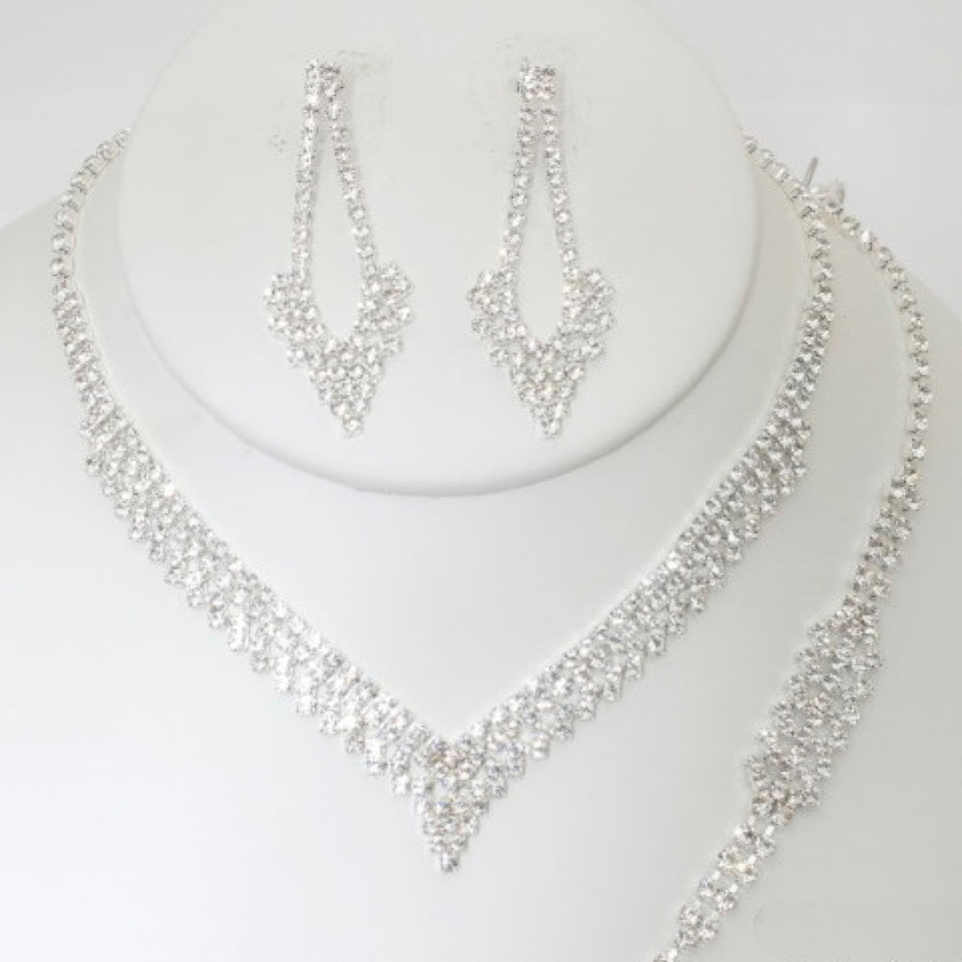 Rhinestone Necklace Earring Bracelet Set - Tigbuls Variety Fashion