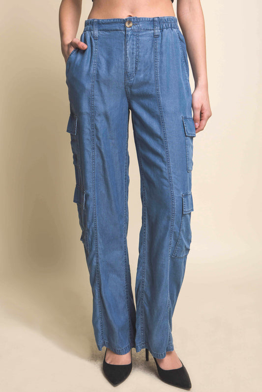 Full-length Tencel Pants With Cargo Pockets