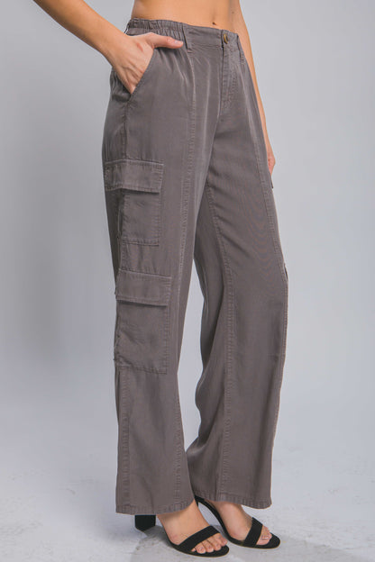 Full-length Tencel Pants With Cargo Pockets - Tigbuls Variety Fashion