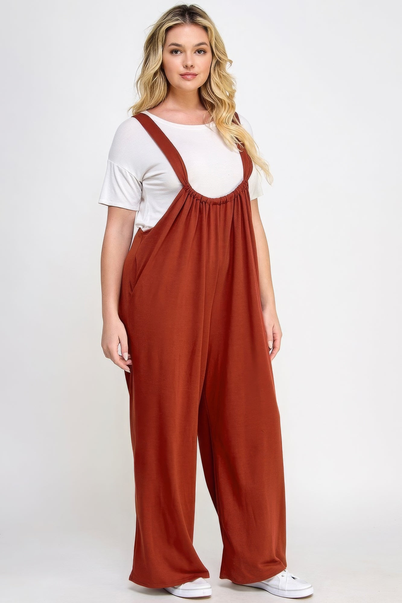 French Terry Wide Leg Jumpsuit Overalls - Tigbuls Variety Fashion