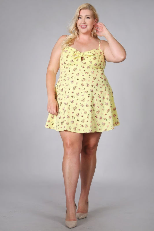Plus Size Floral Fit And Flare Dress - Tigbuls Variety Fashion