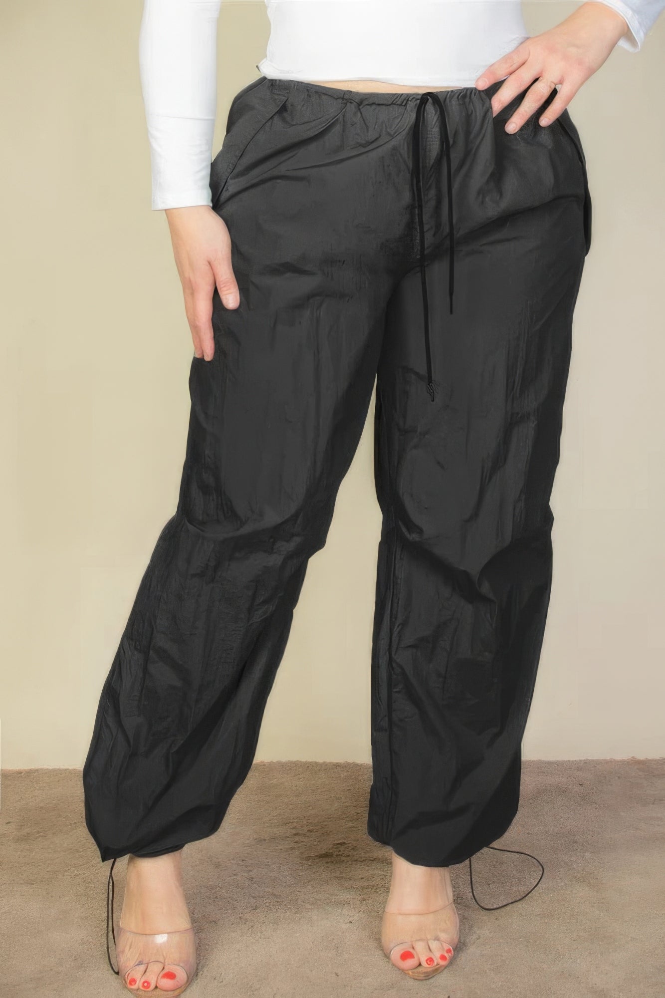 Plus Size Drawstring Waist Parachute Pants - Tigbul's Variety Fashion Shop