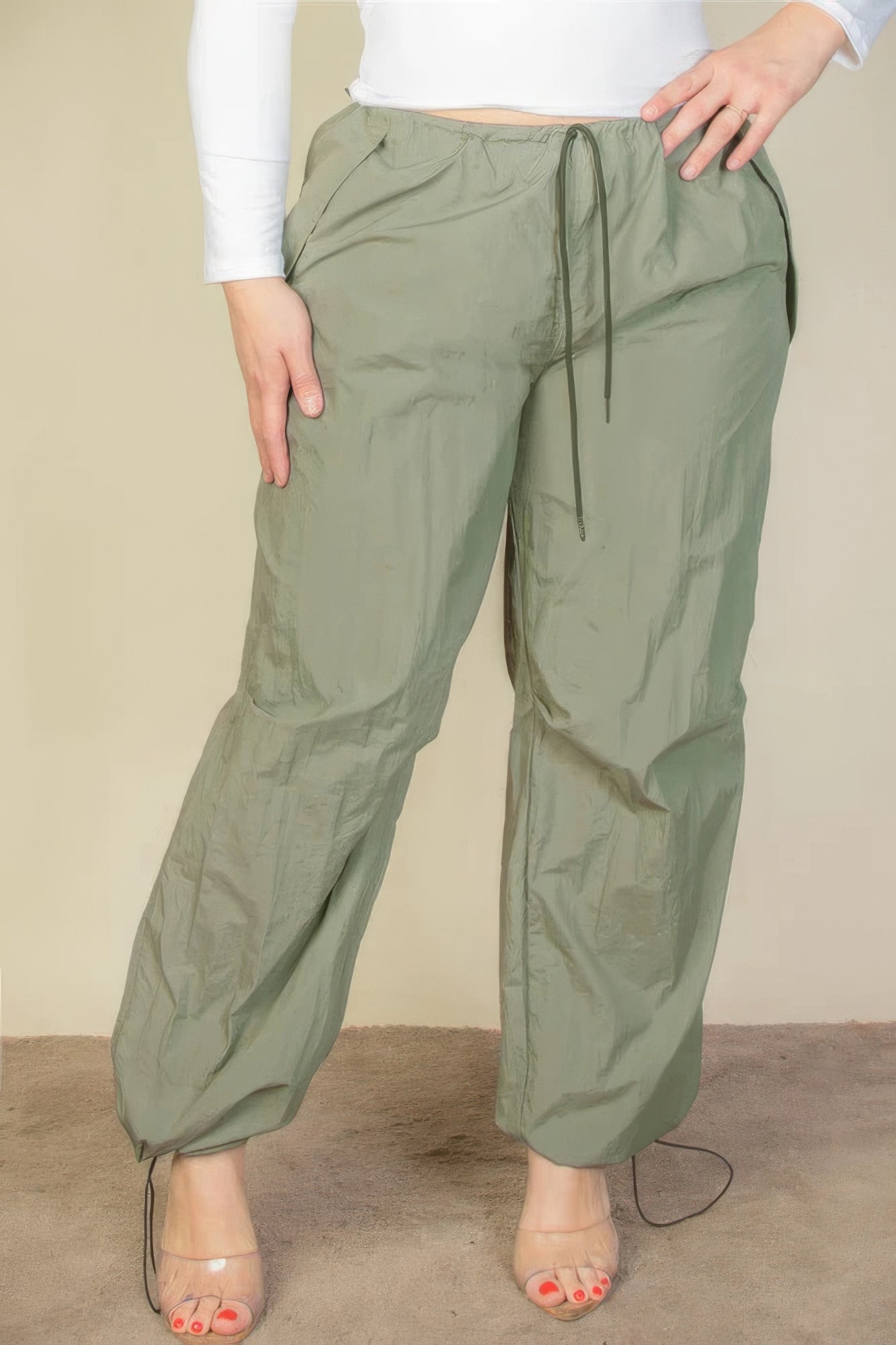 Plus Size Drawstring Waist Parachute Pants - Tigbul's Variety Fashion Shop