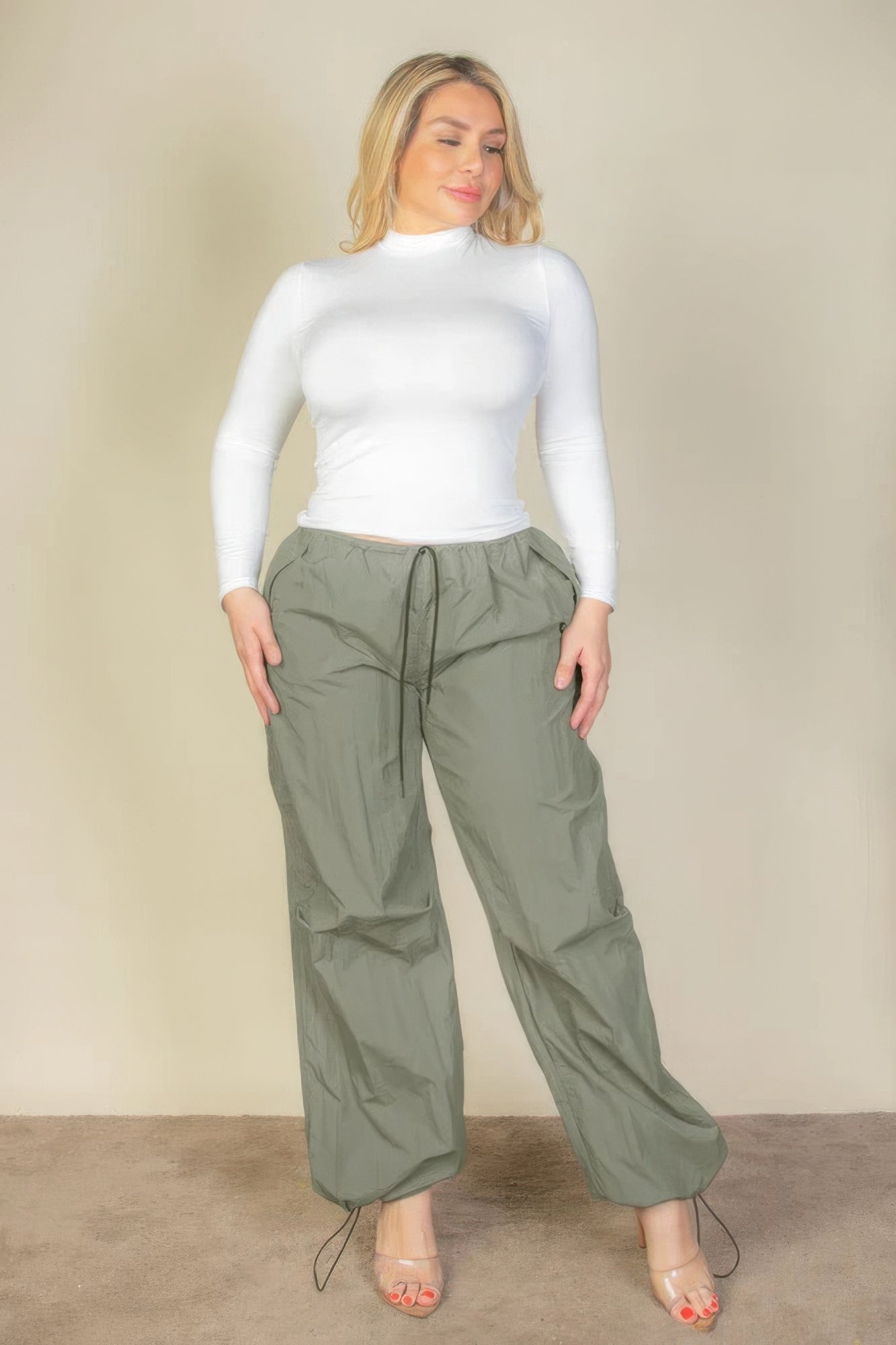 Plus Size Drawstring Waist Parachute Pants - Tigbul's Variety Fashion Shop