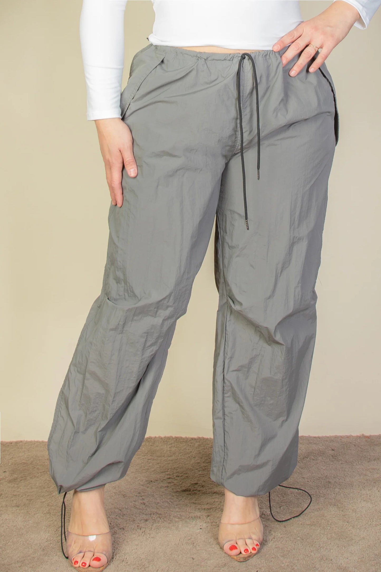 Plus Size Drawstring Waist Parachute Pants - Tigbul's Variety Fashion Shop