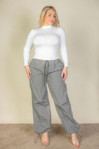 Plus Size Drawstring Waist Parachute Pants - Tigbul's Variety Fashion Shop