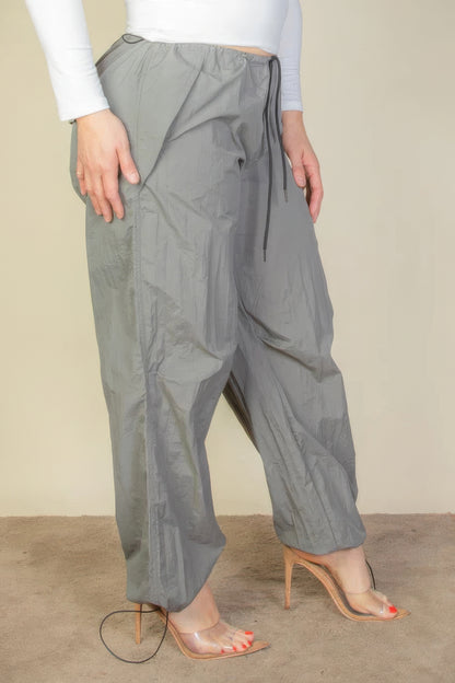Plus Size Drawstring Waist Parachute Pants - Tigbul's Variety Fashion Shop