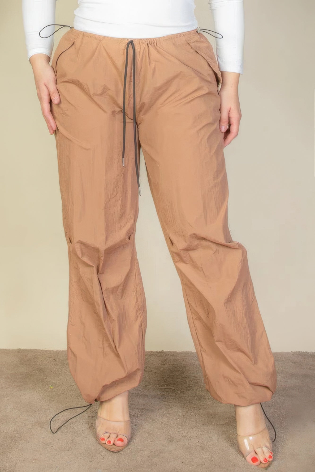 Plus Size Drawstring Waist Parachute Pants - Tigbul's Variety Fashion Shop