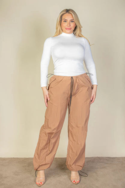 Plus Size Drawstring Waist Parachute Pants - Tigbul's Variety Fashion Shop