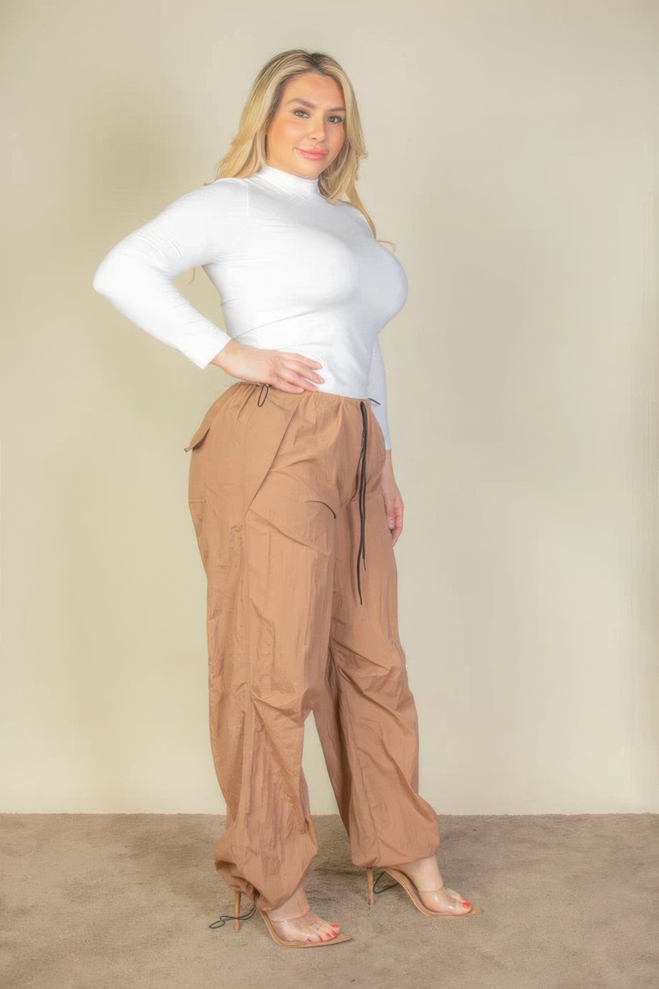 Plus Size Drawstring Waist Parachute Pants - Tigbul's Variety Fashion Shop