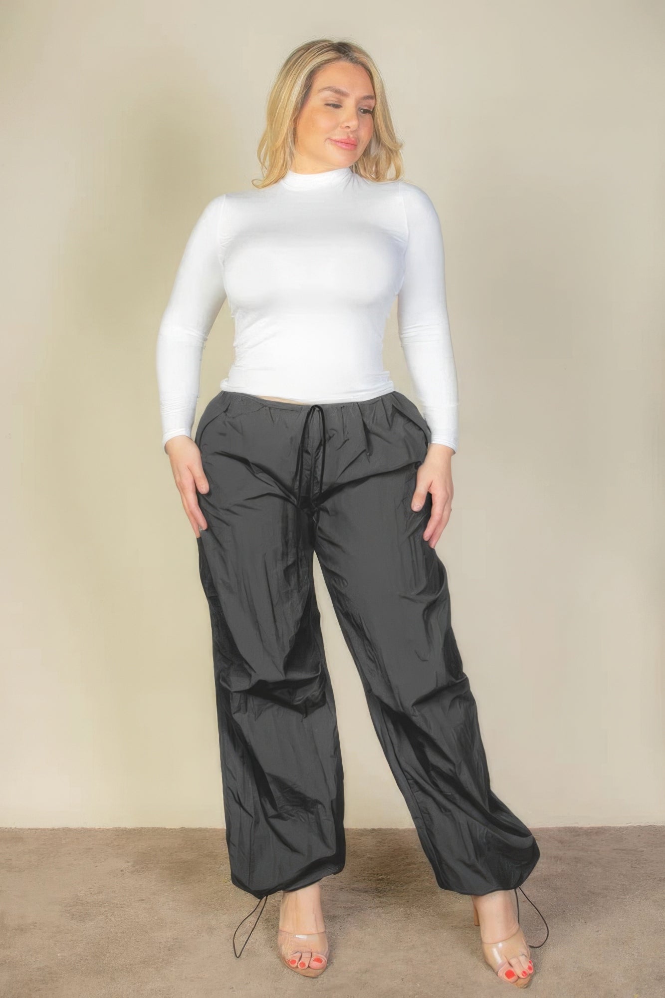 Plus Size Drawstring Waist Parachute Pants - Tigbul's Variety Fashion Shop