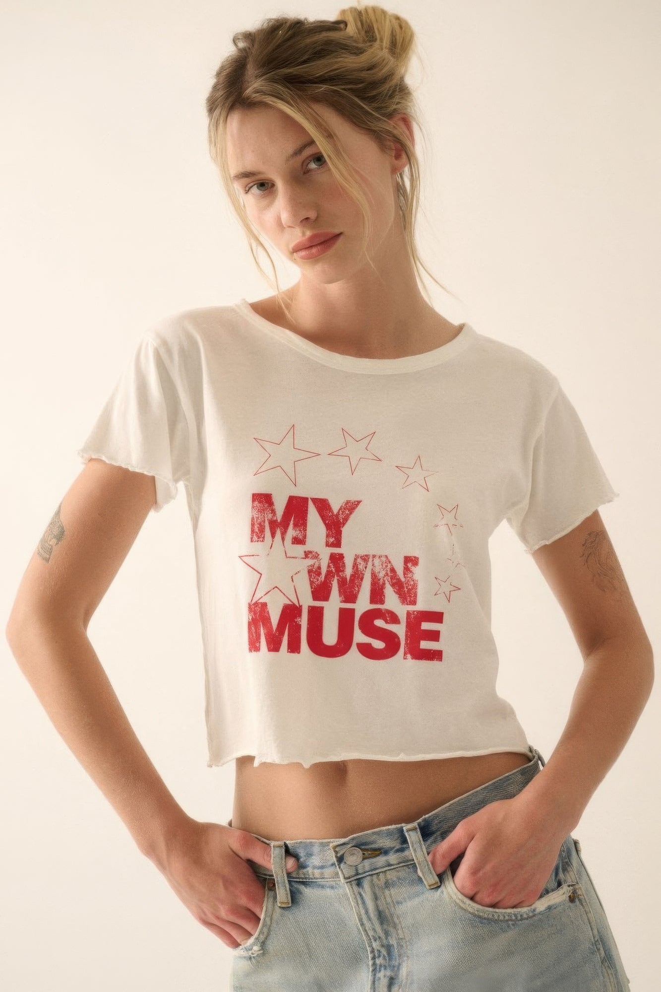 My Own Muse Vintage Wash Cropped Graphic Tee - Tigbul's Variety Fashion Shop