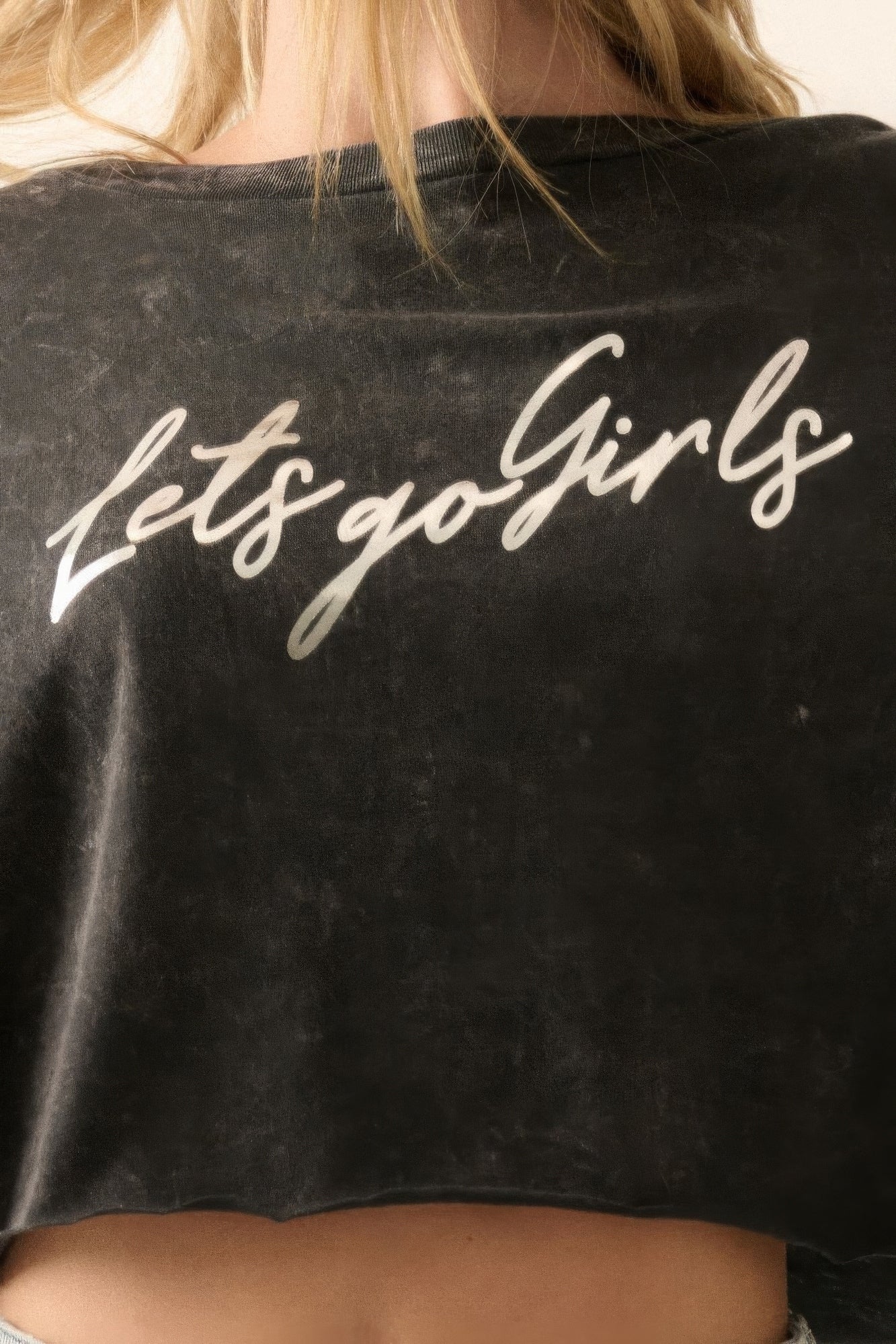 Lets Go Girls Metallic Vintage Wash Graphic Tee - Tigbul's Variety Fashion Shop