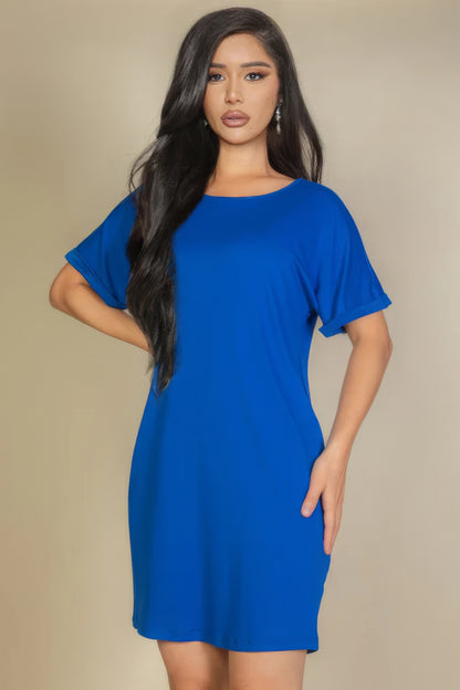 Side Pocket Double Folded Mini Dress - Tigbul's Variety Fashion Shop