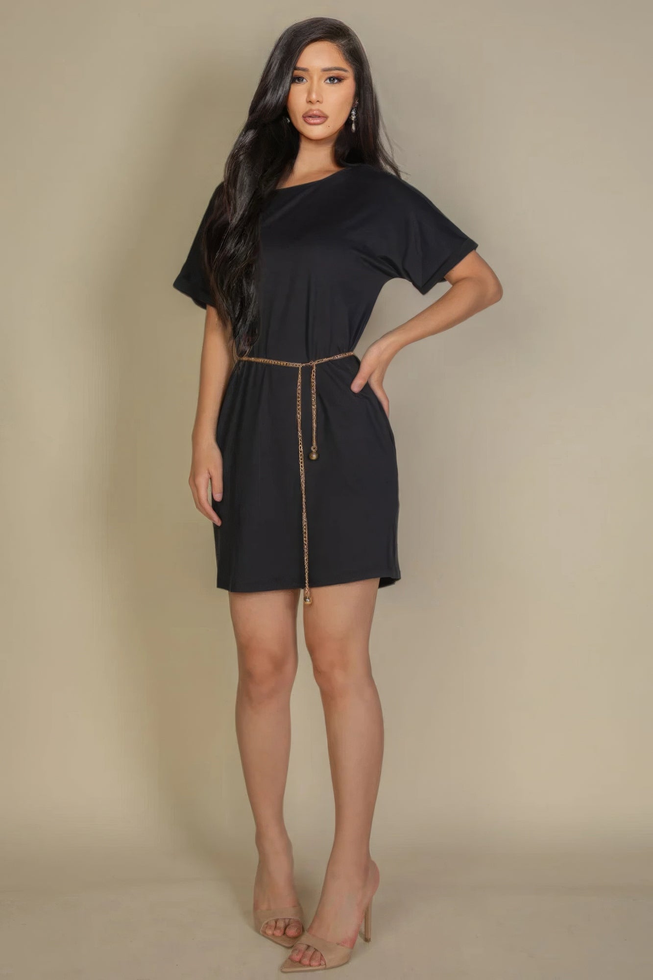 Side Pocket Double Folded Mini Dress - Tigbul's Variety Fashion Shop
