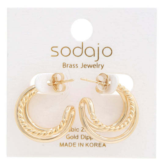 Double Hoop Rope Gold Dipped Earring - Tigbul's Variety Fashion Shop