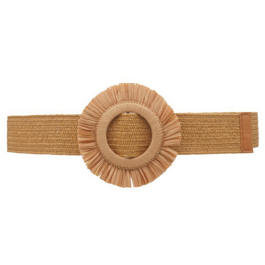 Fringe Circle Straw Belt - Tigbul's Variety Fashion Shop