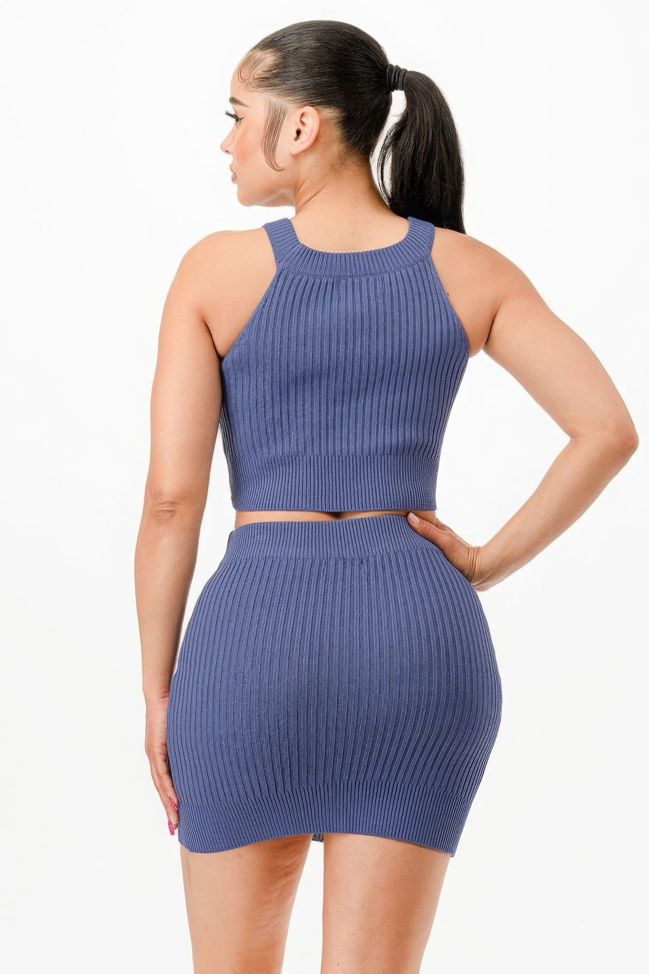 Halter Neck Tank Top And Bodycon Mini Skirt Set - Tigbul's Variety Fashion Shop