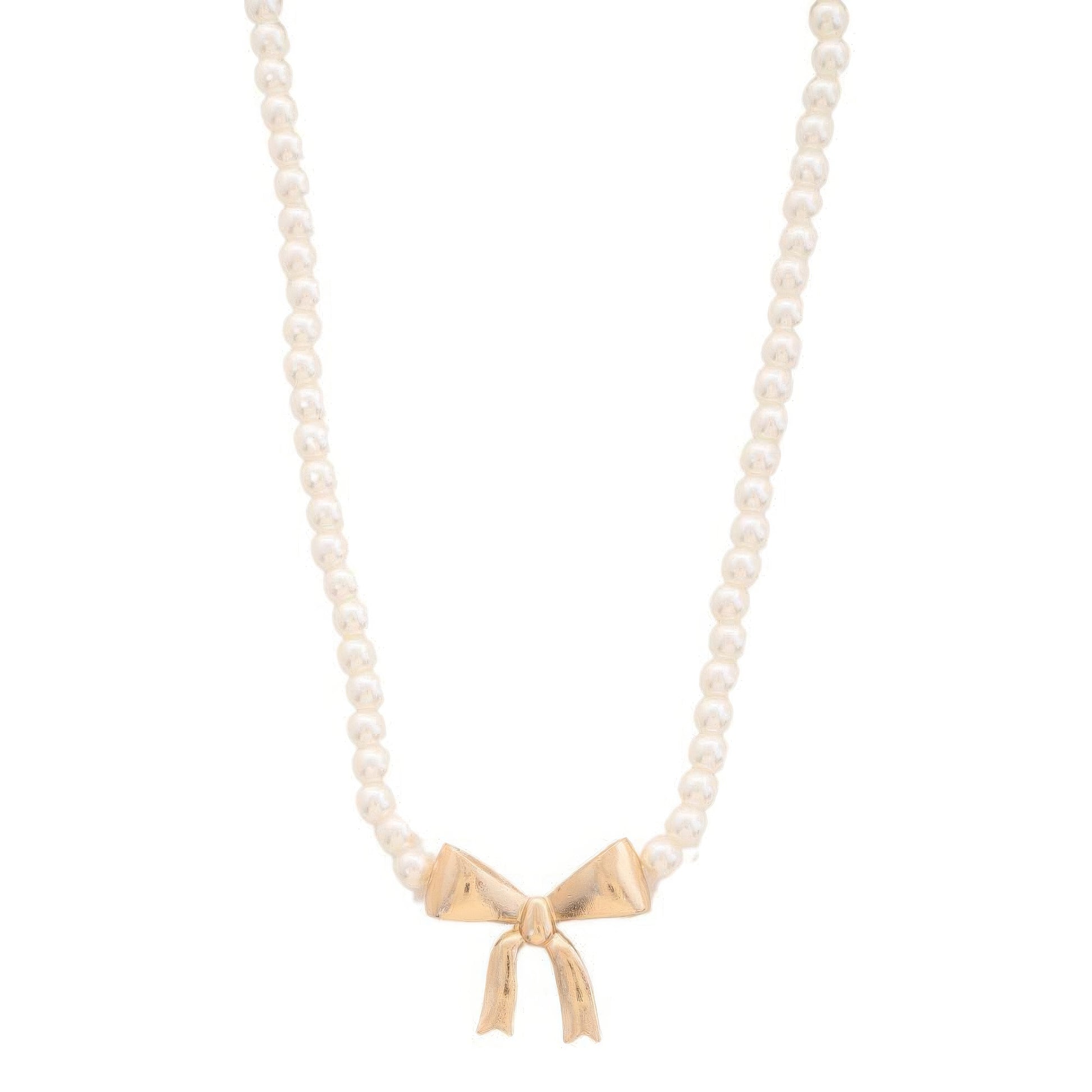 Pearl Ribbon Bow Pendant Necklace - Tigbul's Variety Fashion Shop