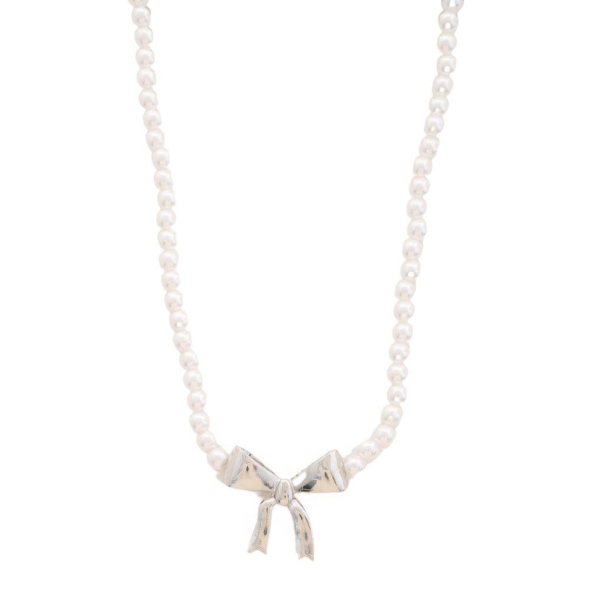 Pearl Ribbon Bow Pendant Necklace - Tigbul's Variety Fashion Shop