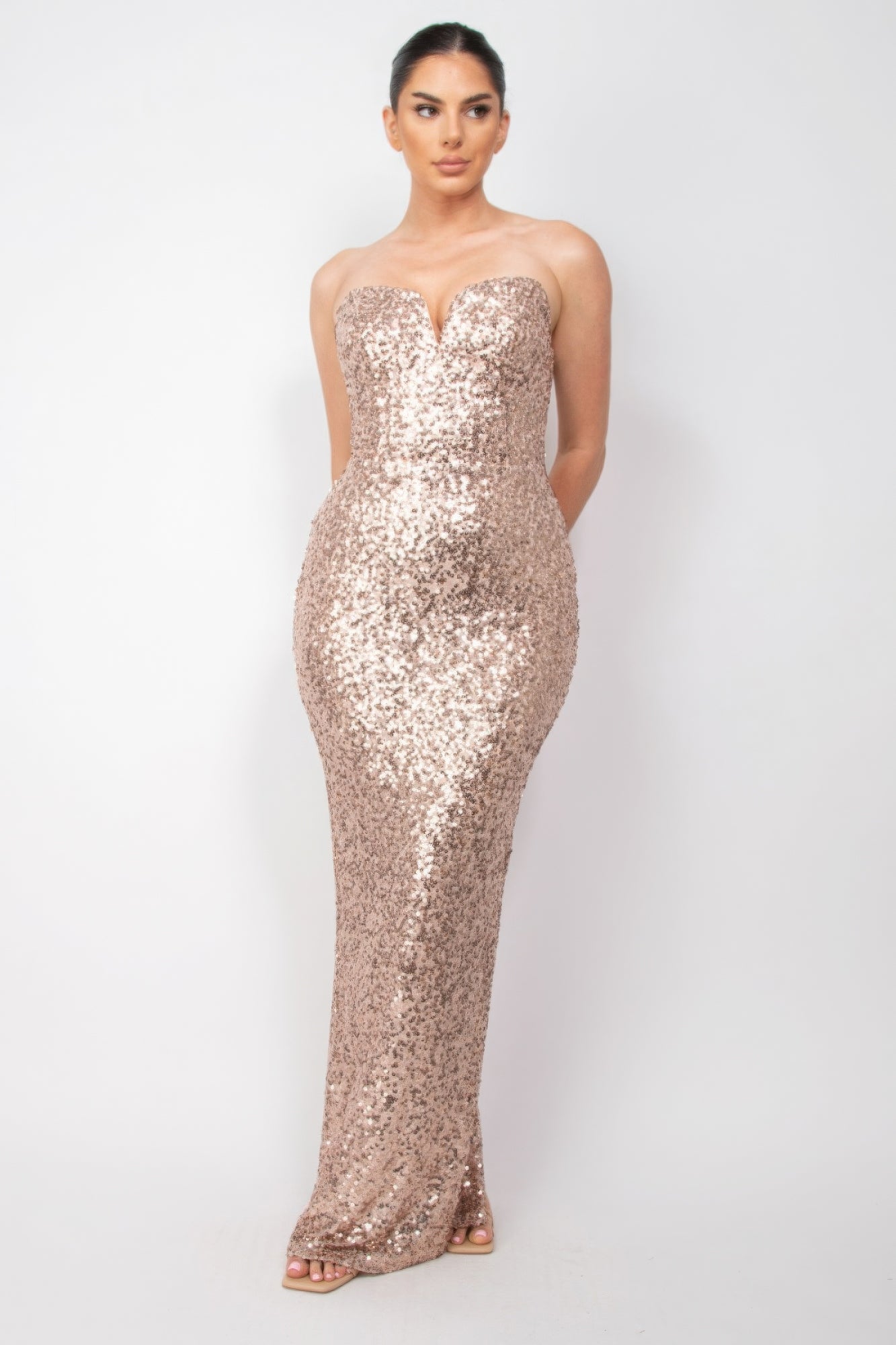 Sequin V-bar Crisscross Tube Dress - Tigbul's Variety Fashion Shop