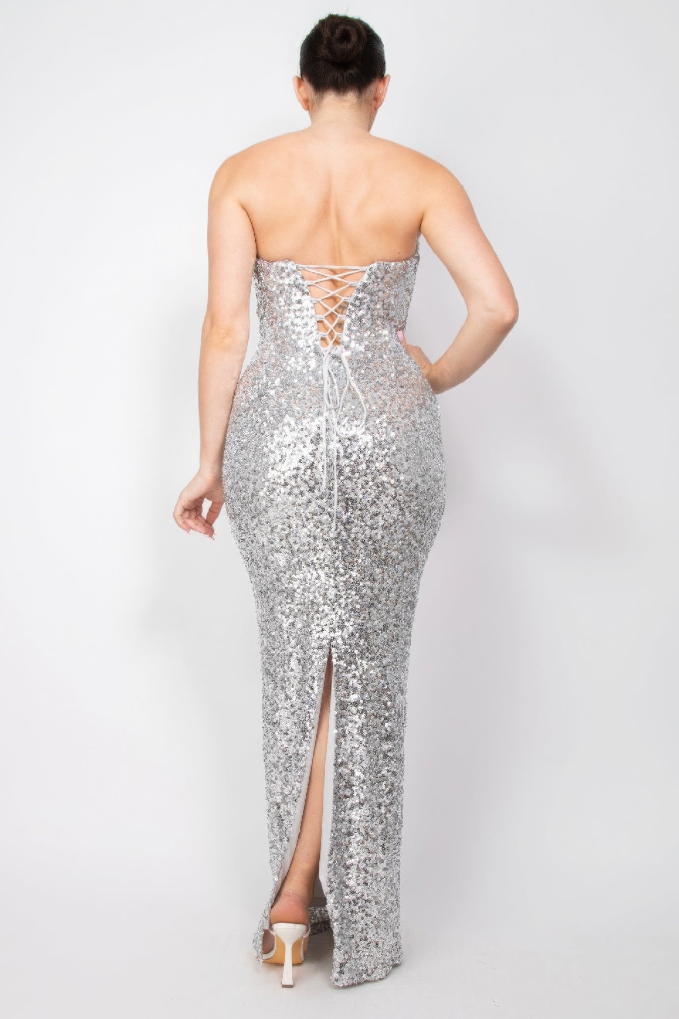 Sequin V-bar Crisscross Tube Dress - Tigbul's Variety Fashion Shop