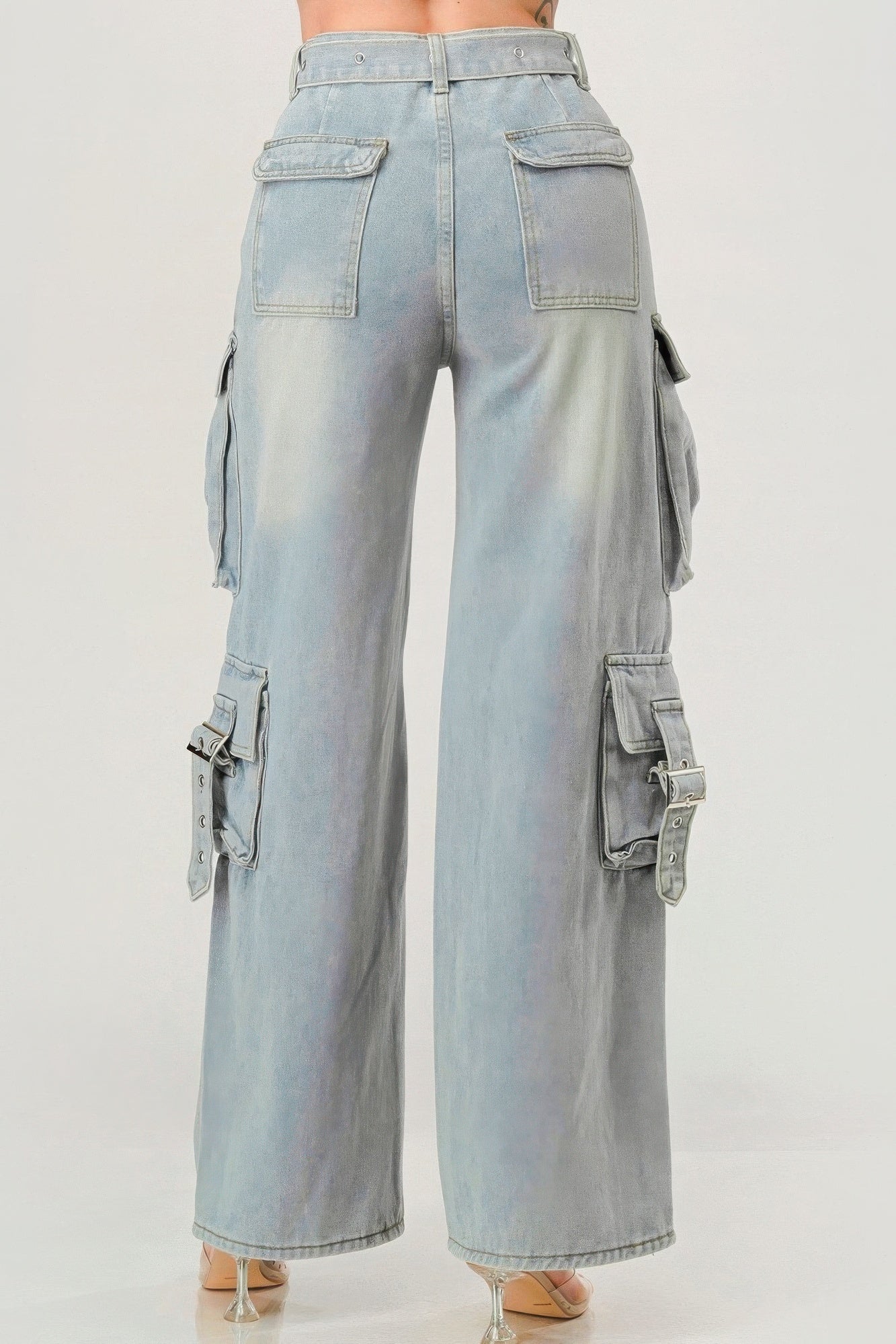 Belted Denim Cargo Jean - Tigbul's Variety Fashion Shop